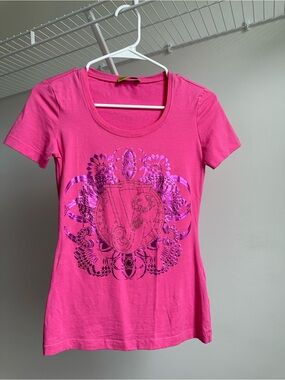 Versace Jeans Women’s Hot Pink Scoop Neck Graphic Tee size 2